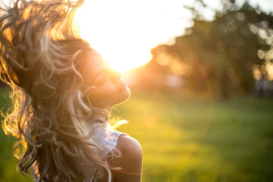 Blonde woman with curls