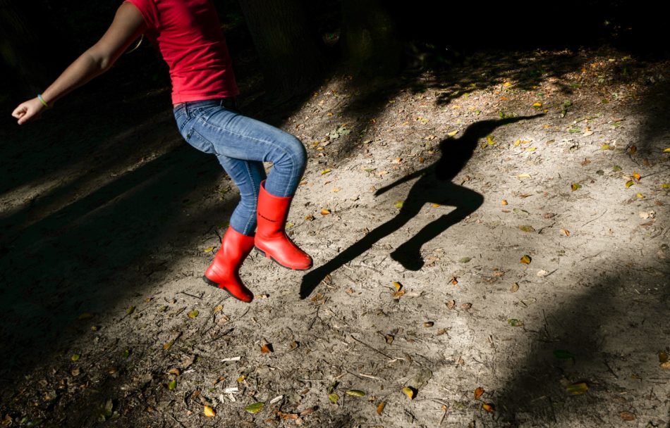 a lady in wellies