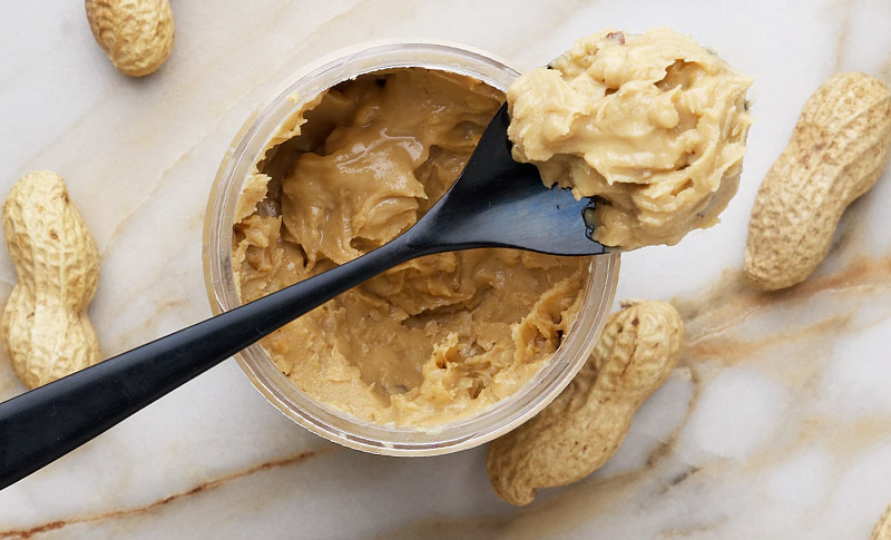 Peanut butter on a spoon